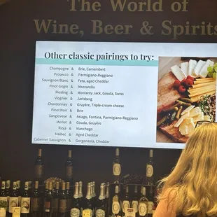 Some of the cheese and wine recommendations