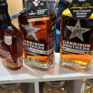 three bottles of bourbon