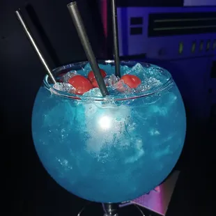 a blue cocktail