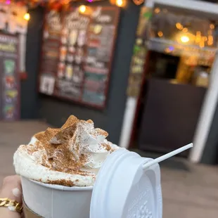 Apple cider with whipped cream and cinnamon omg mmm