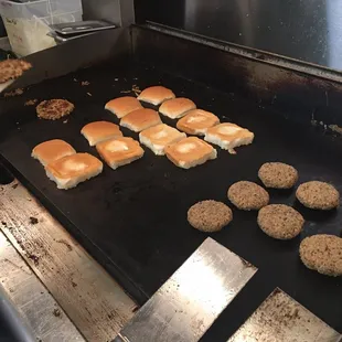 Vegan Sliders- TVP, Basmati Rice, Onion, Golden Beets, Mushrooms and our secret blend of spices.