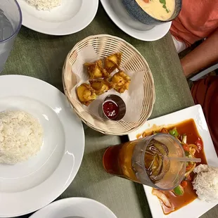 Curries, Rangoon, spicy shrimp.