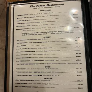 Updated menu as of Nov 2023