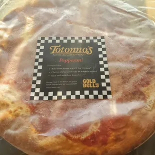 Pepperoni pizza (delivered frozen)