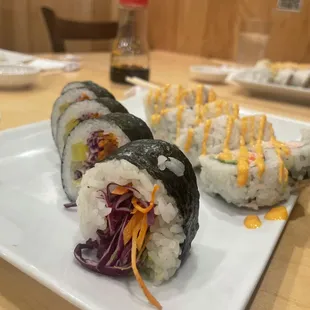 Veggie Roll and Spicy California Roll