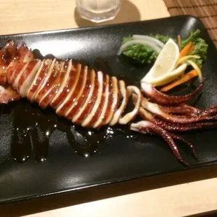 Ika maru yaki....grilled whole squid in teriyaki sauce.