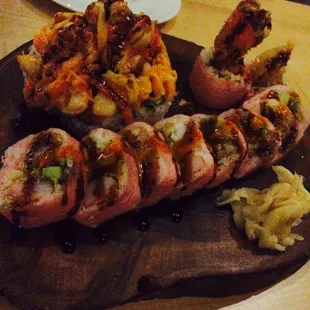 Volcano roll and Godzilla roll.