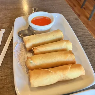 Crispy egg rolls. Yummy would get again.