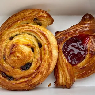 Raisin Snail and Raspberry Danish