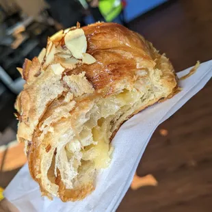 Inside almond croissant