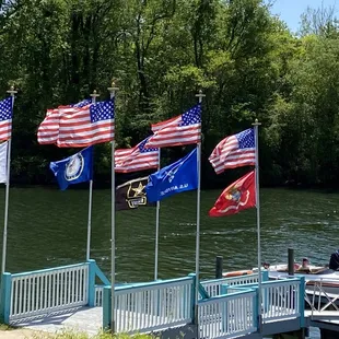 The owner honoring our service men and women on the &quot;drive up&quot; dock.