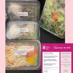 Order 2 meal sets for my mom plus desserts! This one set -ready to heat meals $25.50. Picked up Wednesday at KUC.