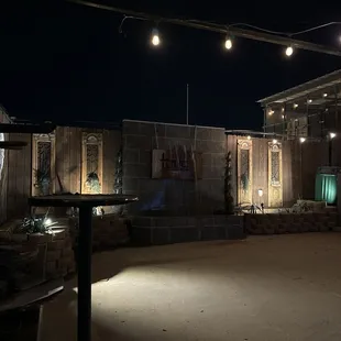 Patio area with waterfall