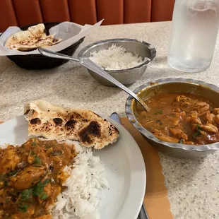 Garlic Naan and Chicken Curry