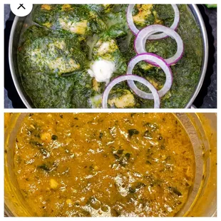 The top photo is on the site. spinach and chicken. The bottom photo is what I got.  spinach flakes in a jelly gelatinous substance