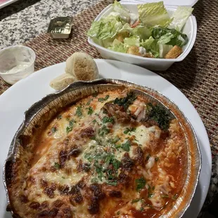 Chicken parmesan with salad