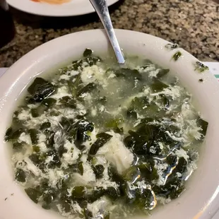 House soup- they described it as an egg drop with spinach.