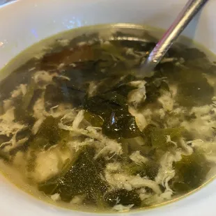 Soup similar to egg drop but with spinach