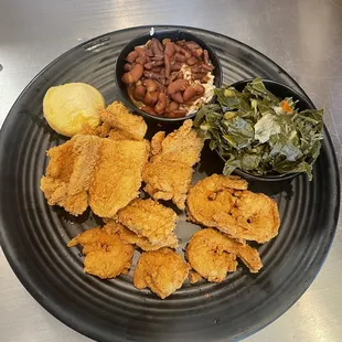 2way combo with greens and red beans and rice !