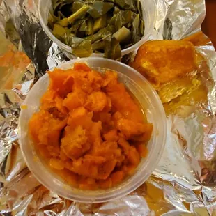 Candied yams and Greens