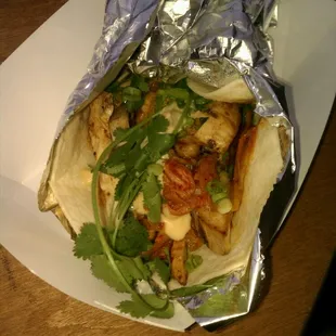 Kimche chicken taco.