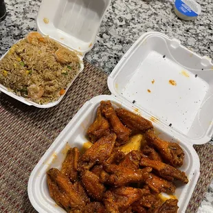 Shrimp Fried Rice &amp; 20 piece X-Hot/Lemon Pepper.