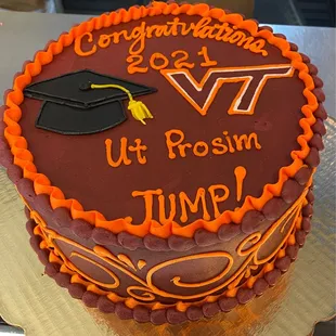 Beautifully decorated and love those swirls on the sides.  Delicious too.