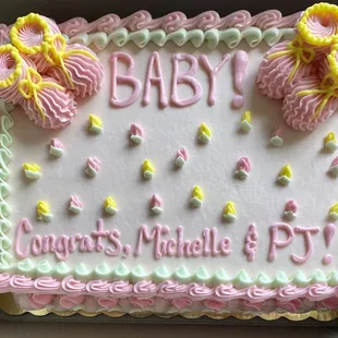 Baby shower cake for a girl