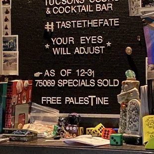 &quot;Free Palestine&quot; behind the bar