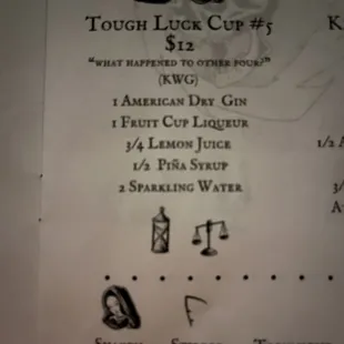 Tough Luck Cup #5 Ingredients