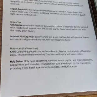 menu