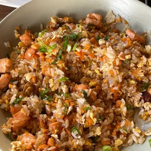 Fried rice with salmon