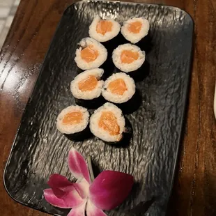 a plate of sushi on a table