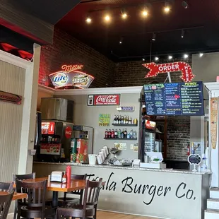 Menu, counter to order, drink station