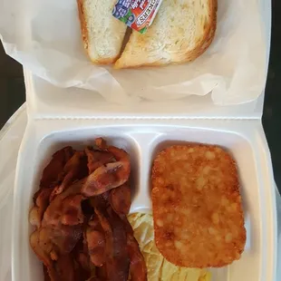 "The Original" breakfast at Toulouse House Grocery- I chose bacon, a hash brown, and scrambled eggs- you can customize however you want.