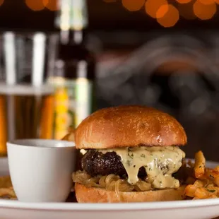 Burger and Dixie beer.  Photo by Lara Ferroni.