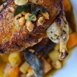 Grilled Half Chicken in a Tuscan Marinade with a Sweet Onion--Fennel Caponata