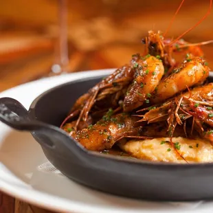 Jumbo &apos;Barbecued&apos; Shrimp New Orleans over Creamy Corn Grits