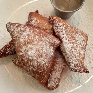 Small Beignets with Chicory Anglaise and Powdered Sugar