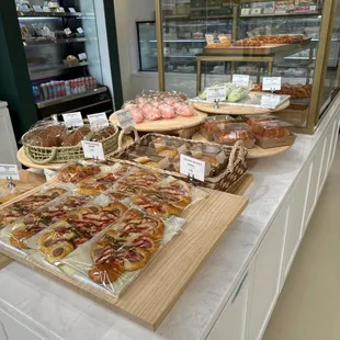 a variety of pastries on display