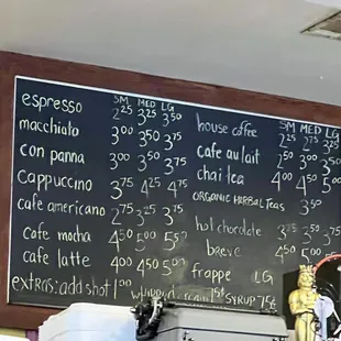 Drink menu