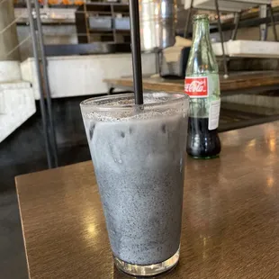 Iced charcoal latte