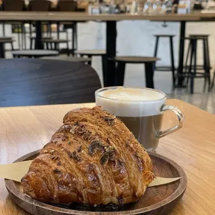 Everything croissant, cappuccino