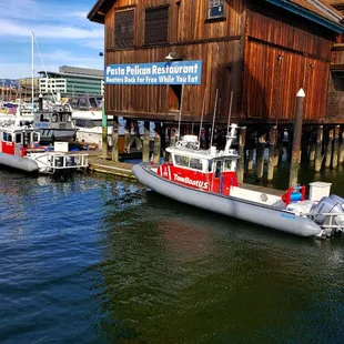 The vessel on the right is 1 of 2 brand new custom response boats for servicing BoatUS members on the SF Bay and Delta.