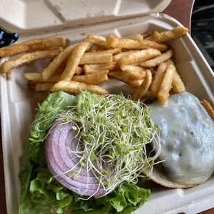 California burger with fries