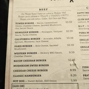 New menu and prices as of Feb. 14, 2022.