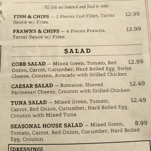 New menu and prices as of Feb. 14, 2022