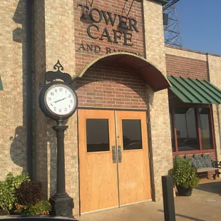 clock in front of building