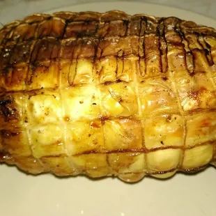 Whole stuffed chicken breast after cooking. Very good.