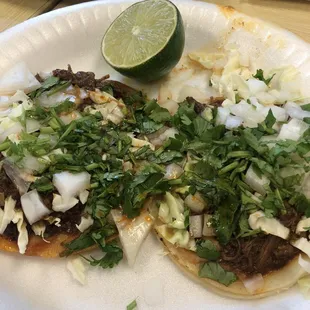 Uber eats order. 2 tacos barbacoa.